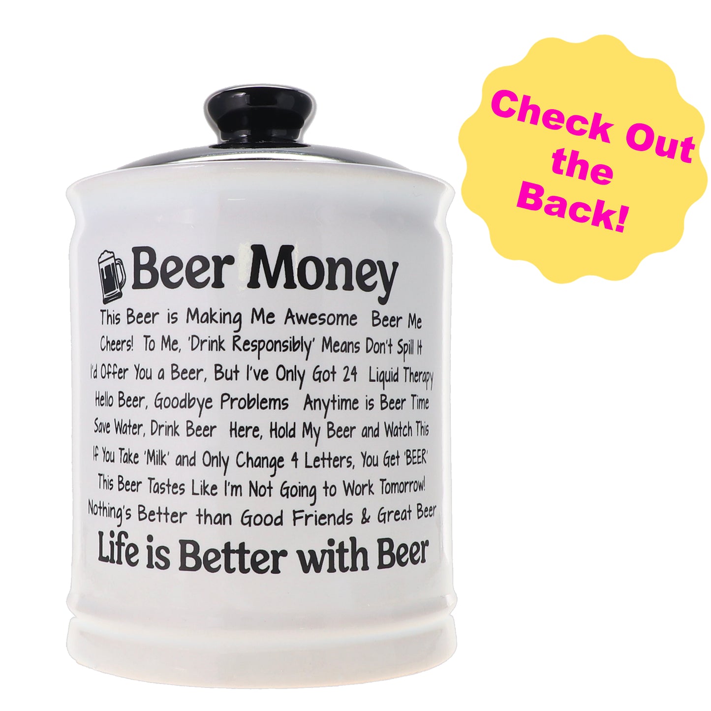 Cottage Creek Beer Money Piggy Bank, Ceramic, 6", Multicolored Beer Fund Candy Jar