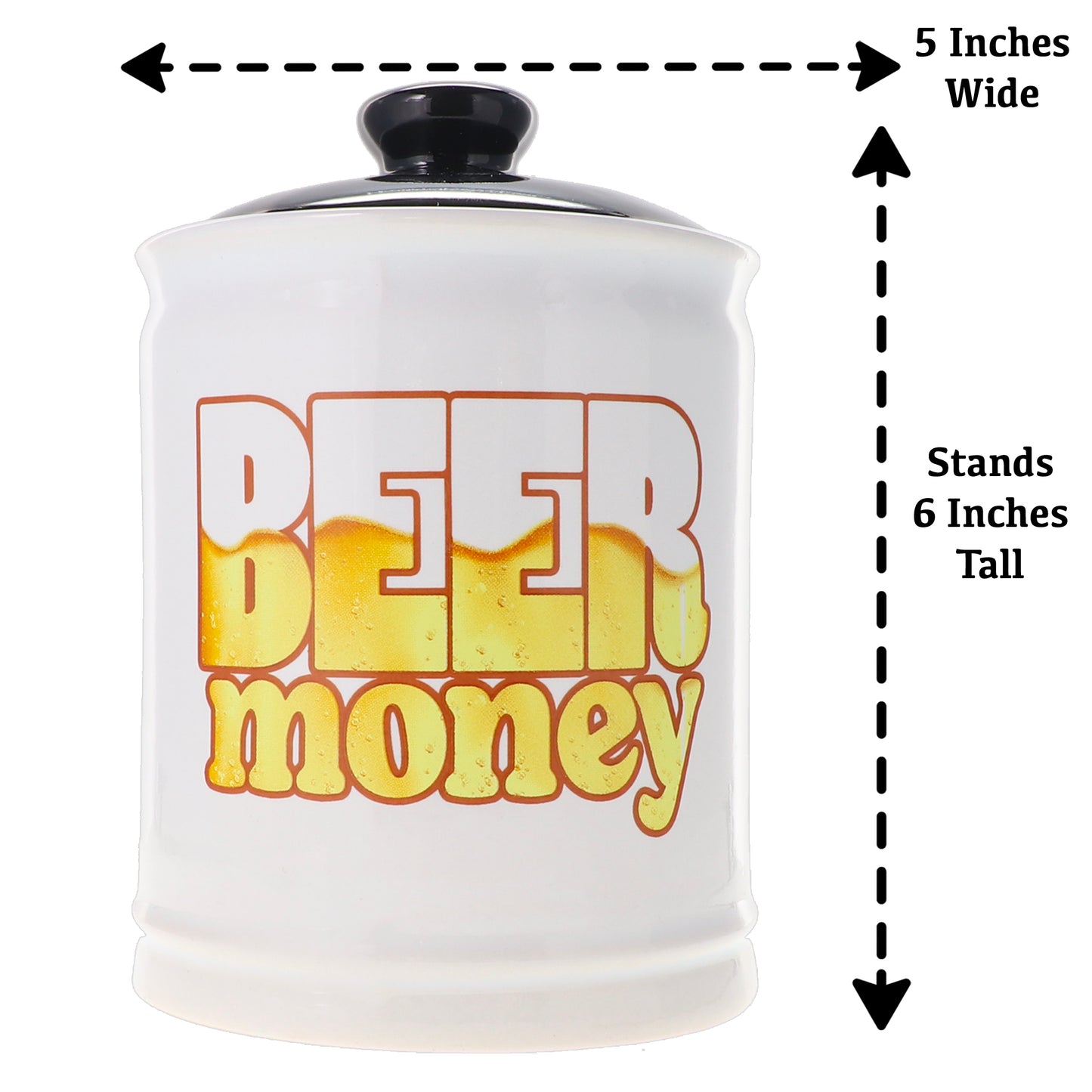 Cottage Creek Beer Money Piggy Bank, Ceramic, 6", Multicolored Beer Fund Candy Jar