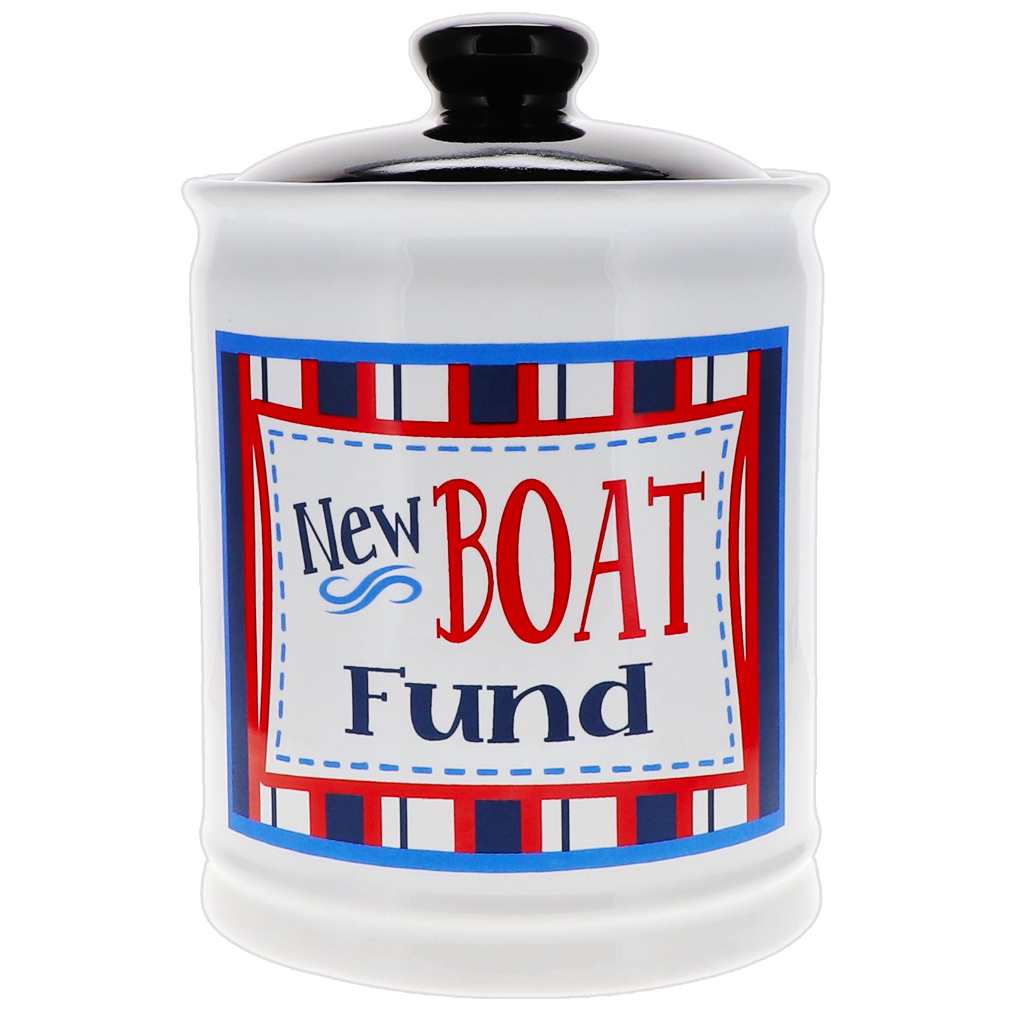 Cottage Creek New Boat Fund Piggy Bank, Ceramic, Multicolored, 6" Boating Fund Jar