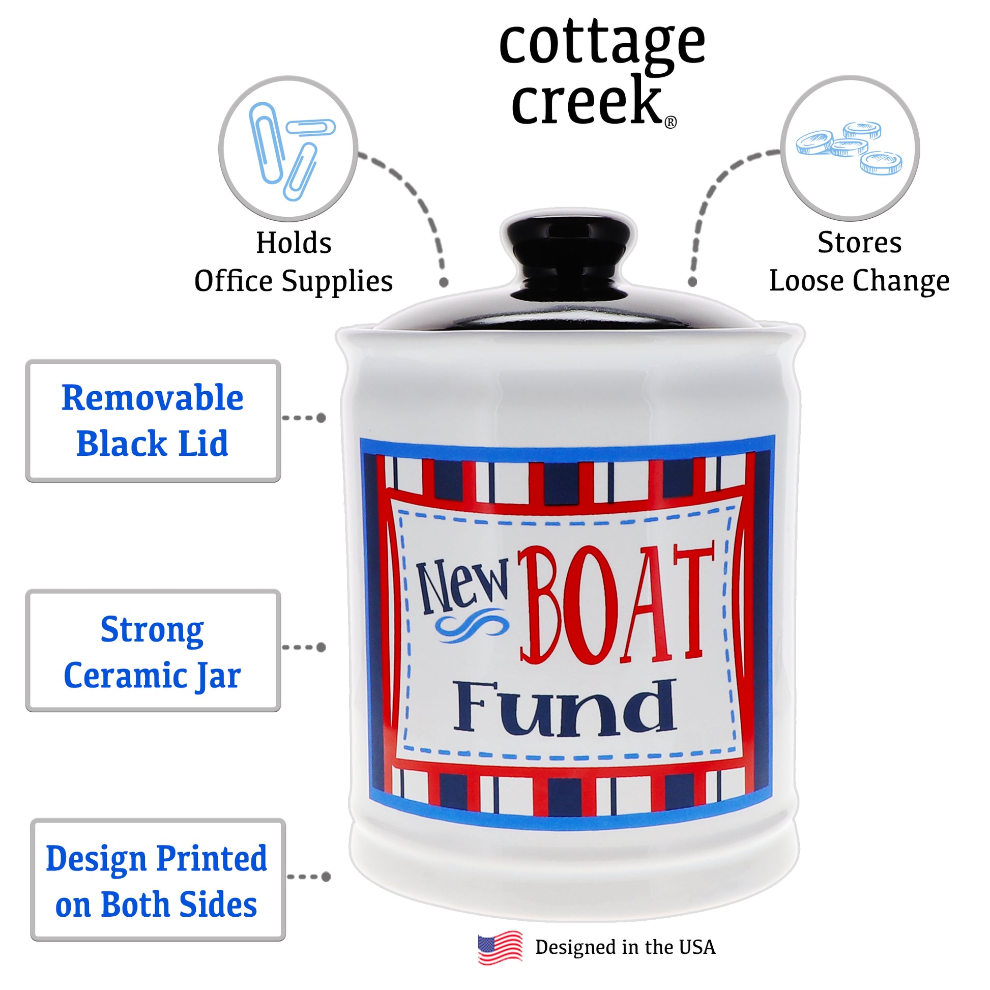 New Boat Fund Jar, Boat Gifts, Boat Piggy Bank